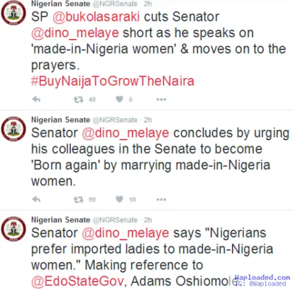 Nigerians prefer imported ladies to made-in-Nigeria women- Dino Melaye, says Oshiomole is an example